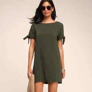 Lulu's "NEW" Maeve Retro 70's Inspired Linen Blend Bohemian Mini Shift Dress S